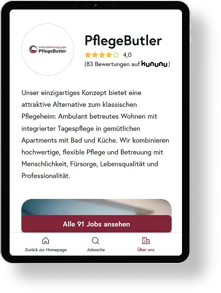 pflegebutler workwise preview on tablet
